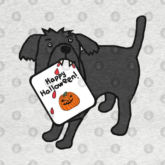 Small Vampire Dog with Halloween Horror Card by ellenhenryart